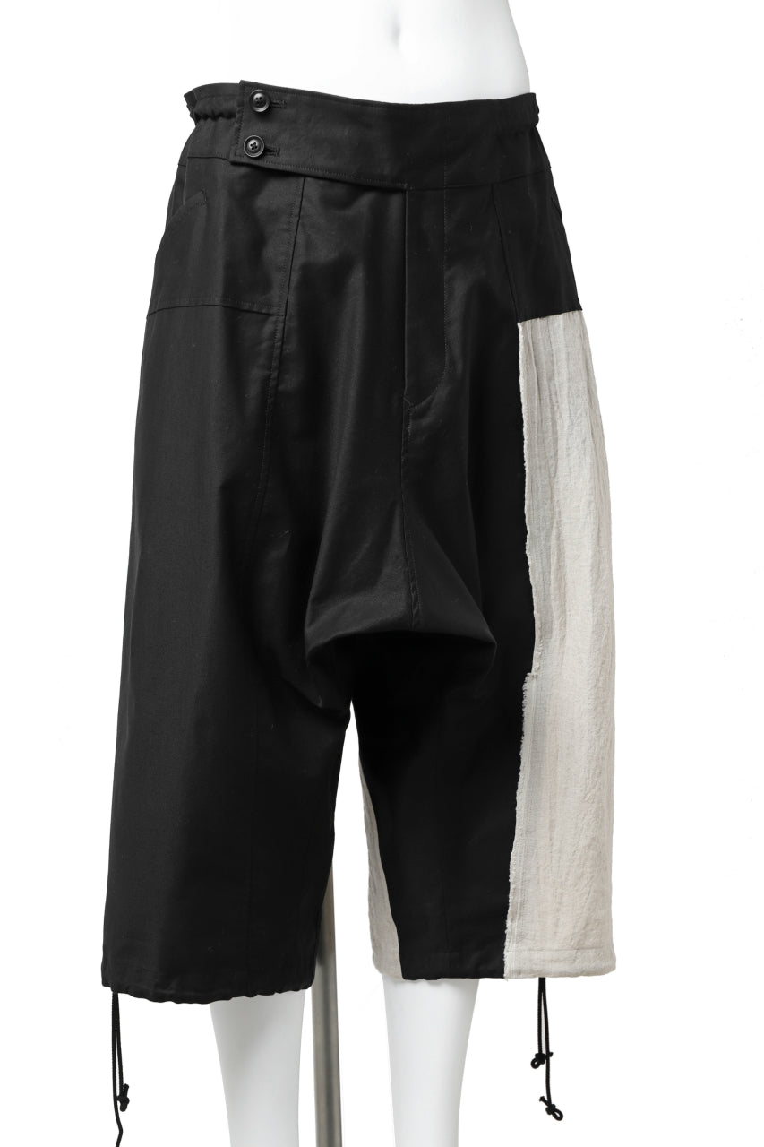 Load image into Gallery viewer, Y's BANG ON! No.150 SAROUEL HALF PANTS / CO TWILL + LI (BLACK)