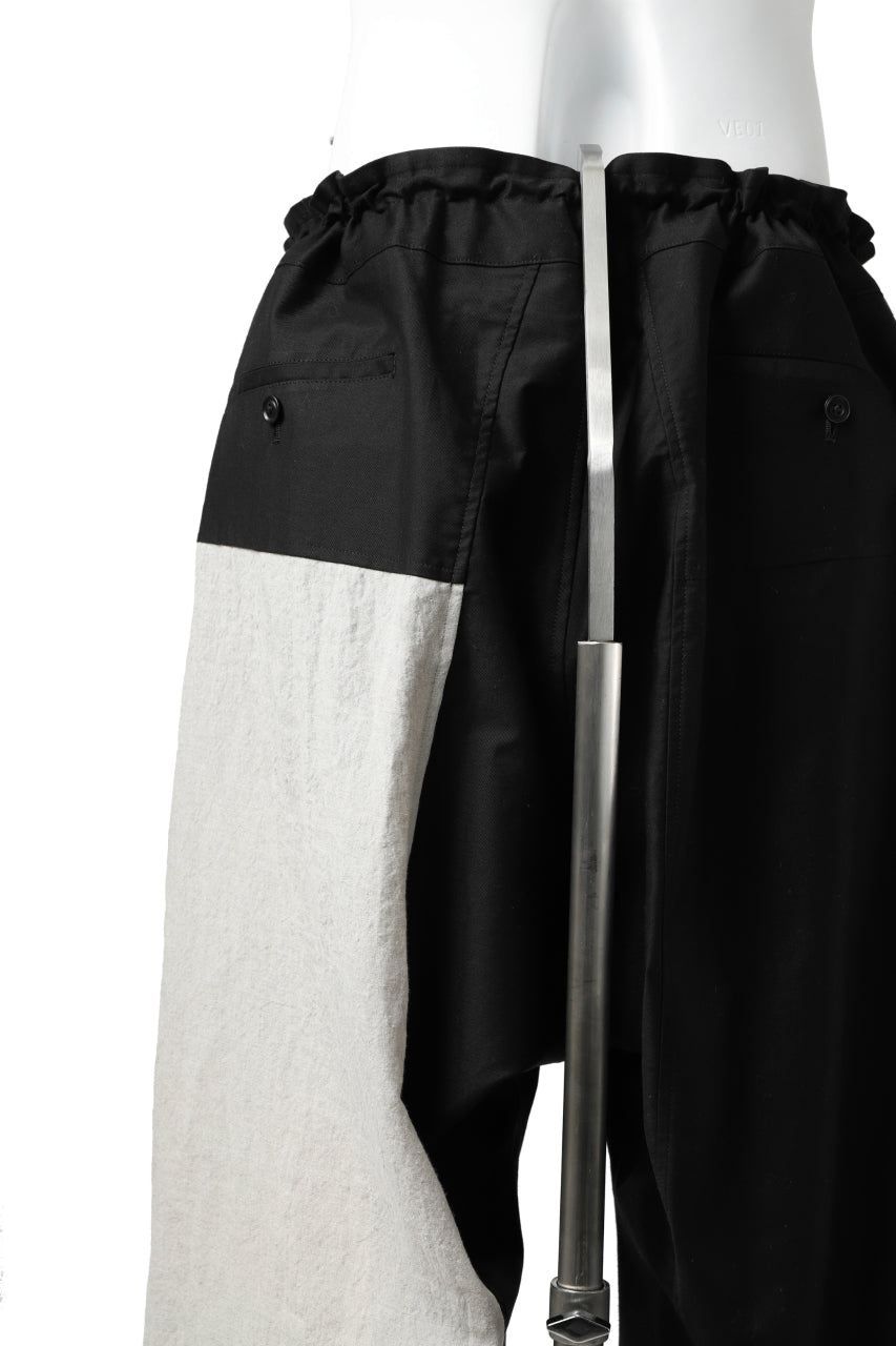 Load image into Gallery viewer, Y's BANG ON! No.150 SAROUEL HALF PANTS / CO TWILL + LI (BLACK)