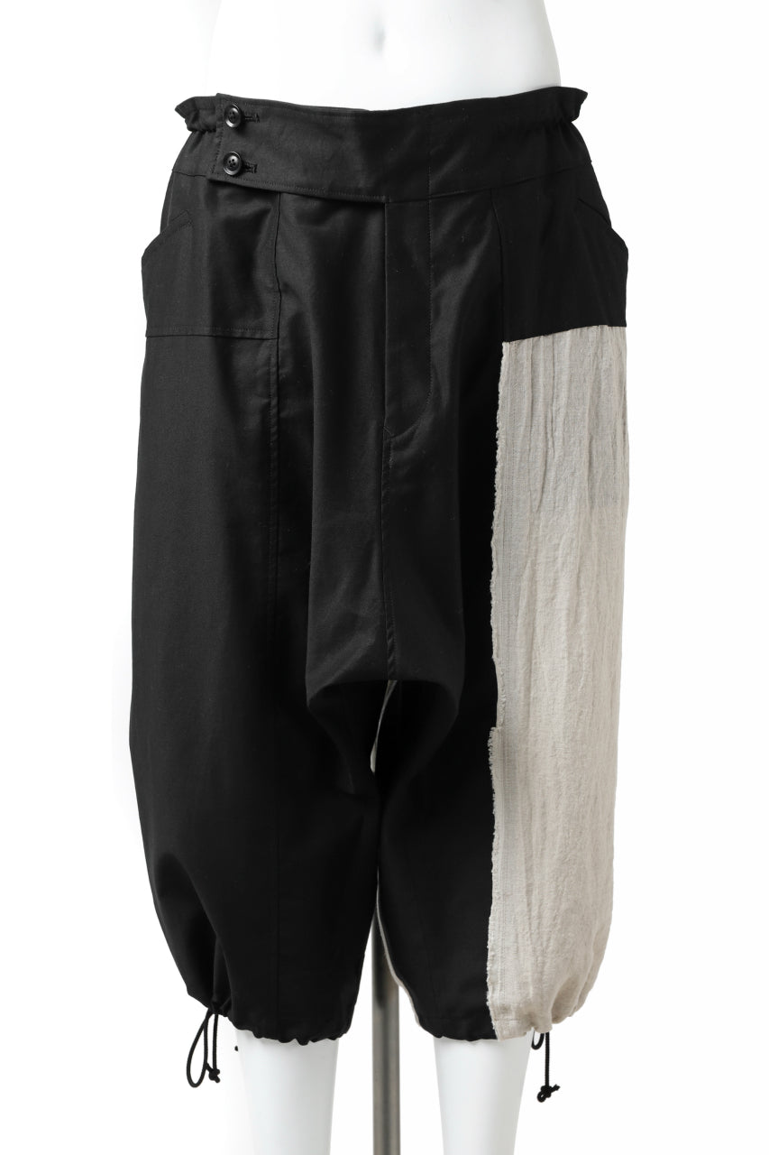 Load image into Gallery viewer, Y's BANG ON! No.150 SAROUEL HALF PANTS / CO TWILL + LI (BLACK)