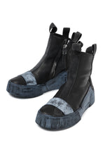 画像をギャラリービューアに読み込む, BORIS BIDJAN SABERI COW LEATHER SIDE ZIP HIGH SNEAKER / OBJECT DYED & HAND TREATED "BAMBA3.1-PUNCHING" (BLACK)