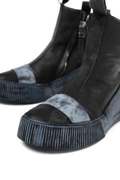 画像をギャラリービューアに読み込む, BORIS BIDJAN SABERI COW LEATHER SIDE ZIP HIGH SNEAKER / OBJECT DYED & HAND TREATED "BAMBA3.1-PUNCHING" (BLACK)