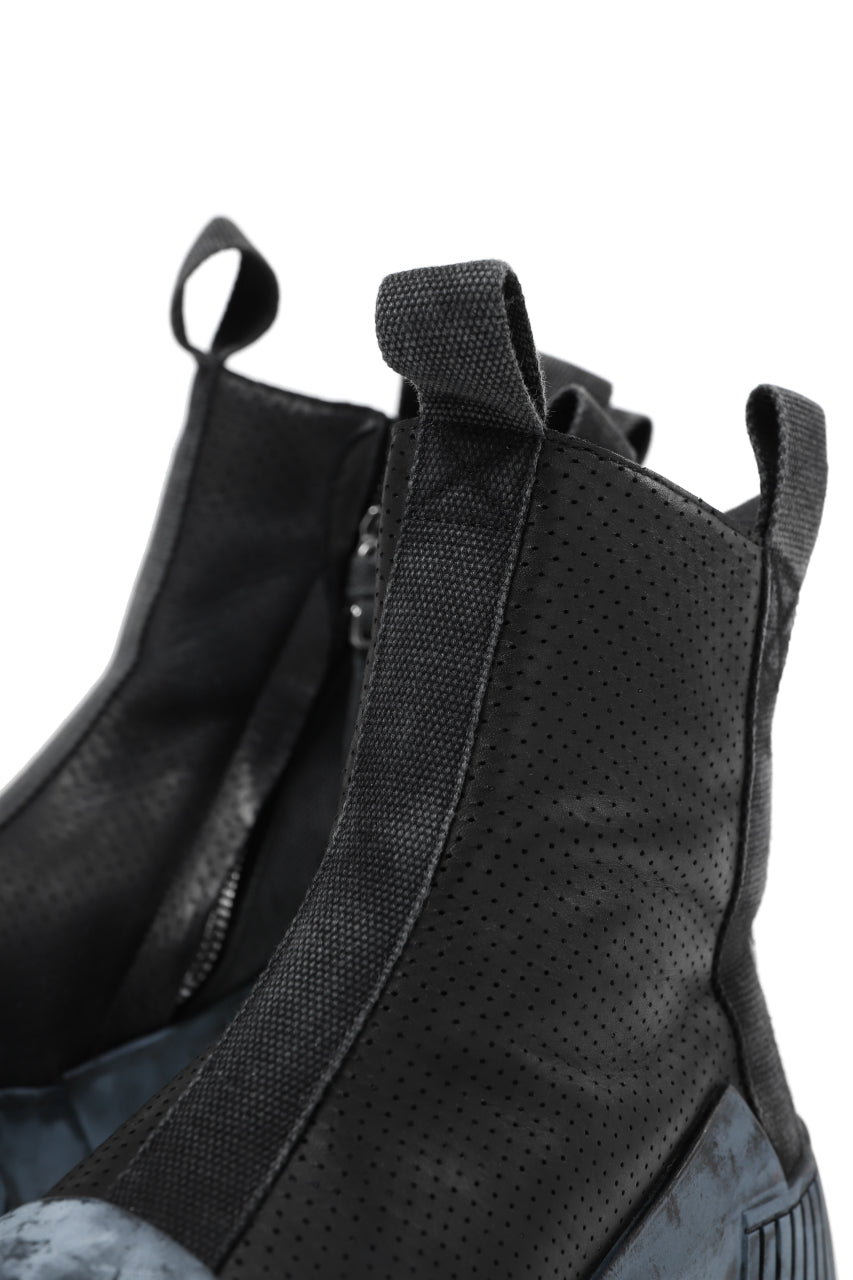 画像をギャラリービューアに読み込む, BORIS BIDJAN SABERI COW LEATHER SIDE ZIP HIGH SNEAKER / OBJECT DYED & HAND TREATED "BAMBA3.1-PUNCHING" (BLACK)