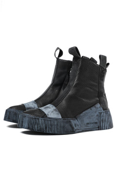 画像をギャラリービューアに読み込む, BORIS BIDJAN SABERI COW LEATHER SIDE ZIP HIGH SNEAKER / OBJECT DYED & HAND TREATED "BAMBA3.1-PUNCHING" (BLACK)