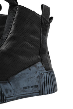 画像をギャラリービューアに読み込む, BORIS BIDJAN SABERI COW LEATHER SIDE ZIP HIGH SNEAKER / OBJECT DYED & HAND TREATED "BAMBA3.1-PUNCHING" (BLACK)