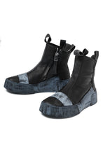 画像をギャラリービューアに読み込む, BORIS BIDJAN SABERI COW LEATHER SIDE ZIP HIGH SNEAKER / OBJECT DYED & HAND TREATED "BAMBA3.1-PUNCHING" (BLACK)