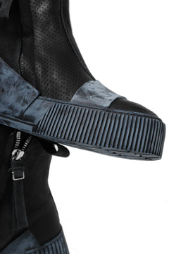 画像をギャラリービューアに読み込む, BORIS BIDJAN SABERI COW LEATHER SIDE ZIP HIGH SNEAKER / OBJECT DYED & HAND TREATED "BAMBA3.1-PUNCHING" (BLACK)