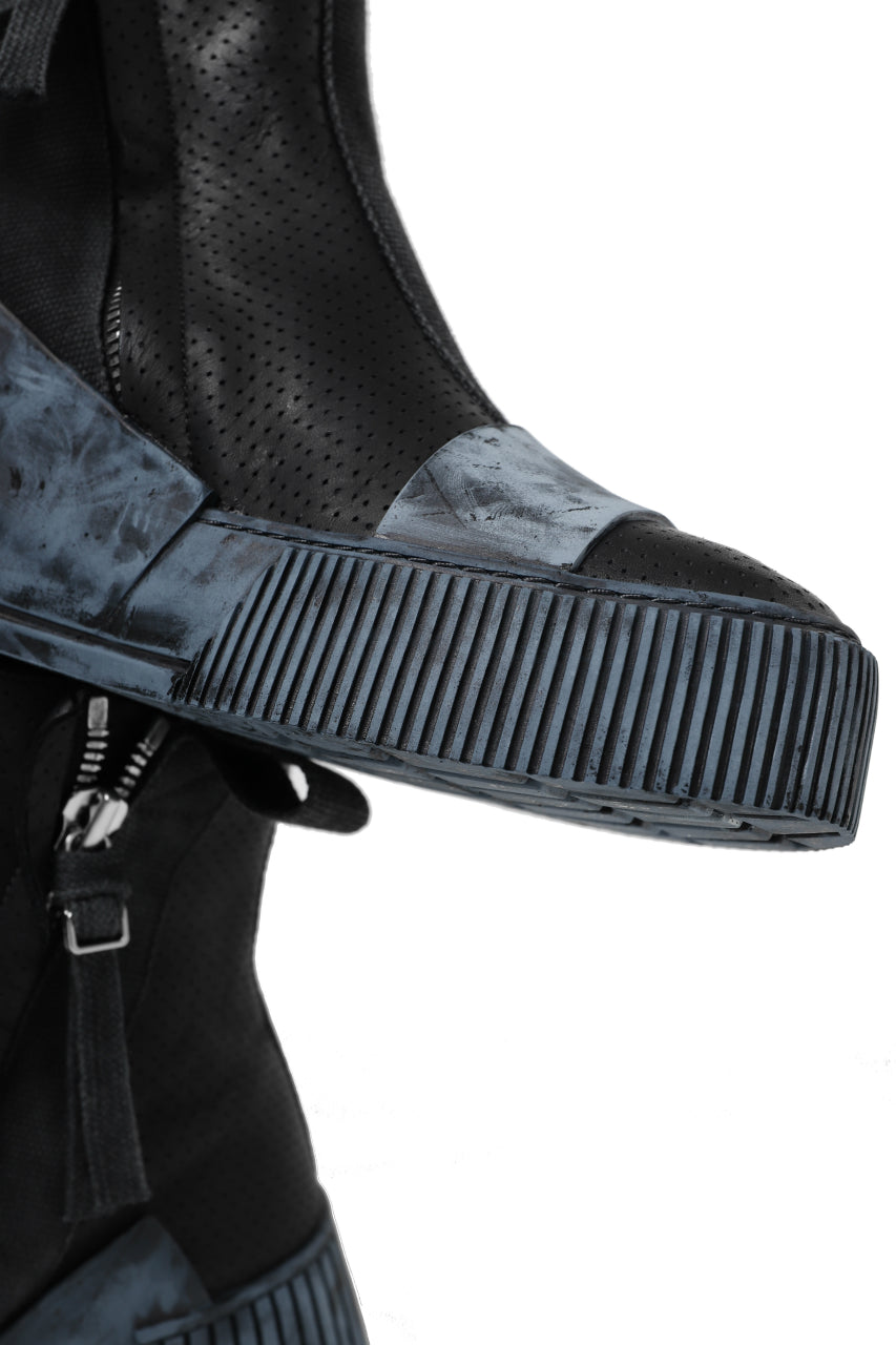 画像をギャラリービューアに読み込む, BORIS BIDJAN SABERI COW LEATHER SIDE ZIP HIGH SNEAKER / OBJECT DYED & HAND TREATED "BAMBA3.1-PUNCHING" (BLACK)