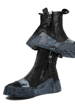 画像をギャラリービューアに読み込む, BORIS BIDJAN SABERI COW LEATHER SIDE ZIP HIGH SNEAKER / OBJECT DYED & HAND TREATED "BAMBA3.1-PUNCHING" (BLACK)
