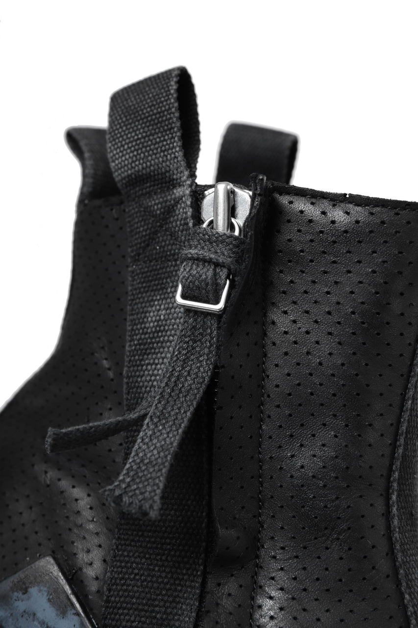画像をギャラリービューアに読み込む, BORIS BIDJAN SABERI COW LEATHER SIDE ZIP HIGH SNEAKER / OBJECT DYED & HAND TREATED "BAMBA3.1-PUNCHING" (BLACK)