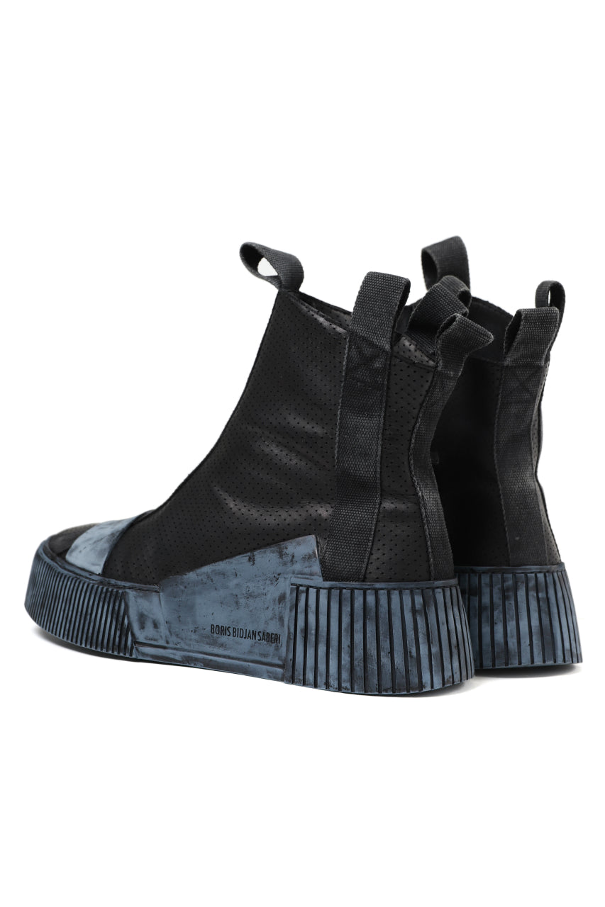 画像をギャラリービューアに読み込む, BORIS BIDJAN SABERI COW LEATHER SIDE ZIP HIGH SNEAKER / OBJECT DYED & HAND TREATED "BAMBA3.1-PUNCHING" (BLACK)