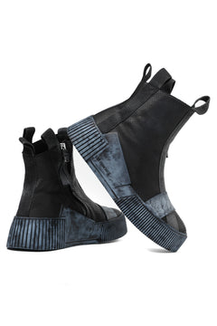 画像をギャラリービューアに読み込む, BORIS BIDJAN SABERI COW LEATHER SIDE ZIP HIGH SNEAKER / OBJECT DYED & HAND TREATED "BAMBA3.1-PUNCHING" (BLACK)