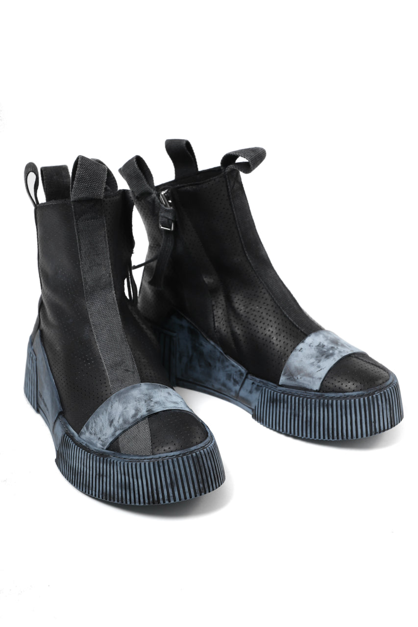 画像をギャラリービューアに読み込む, BORIS BIDJAN SABERI COW LEATHER SIDE ZIP HIGH SNEAKER / OBJECT DYED & HAND TREATED "BAMBA3.1-PUNCHING" (BLACK)