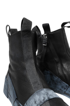 画像をギャラリービューアに読み込む, BORIS BIDJAN SABERI COW LEATHER SIDE ZIP HIGH SNEAKER / OBJECT DYED & HAND TREATED "BAMBA3.1-PUNCHING" (BLACK)