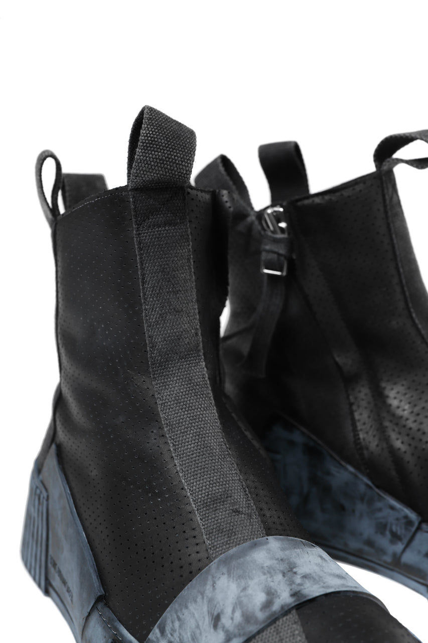 画像をギャラリービューアに読み込む, BORIS BIDJAN SABERI COW LEATHER SIDE ZIP HIGH SNEAKER / OBJECT DYED & HAND TREATED "BAMBA3.1-PUNCHING" (BLACK)