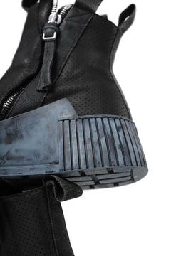 画像をギャラリービューアに読み込む, BORIS BIDJAN SABERI COW LEATHER SIDE ZIP HIGH SNEAKER / OBJECT DYED & HAND TREATED "BAMBA3.1-PUNCHING" (BLACK)
