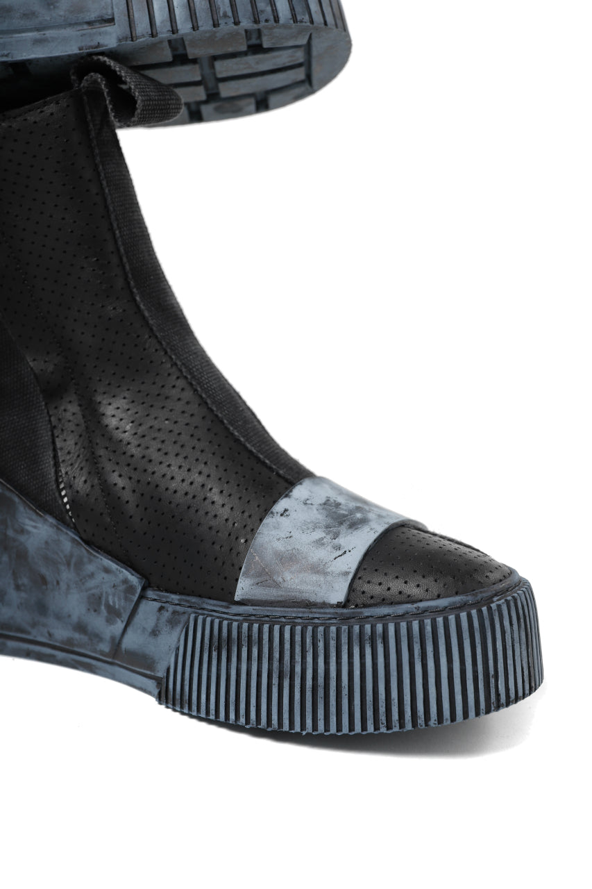 画像をギャラリービューアに読み込む, BORIS BIDJAN SABERI COW LEATHER SIDE ZIP HIGH SNEAKER / OBJECT DYED & HAND TREATED "BAMBA3.1-PUNCHING" (BLACK)