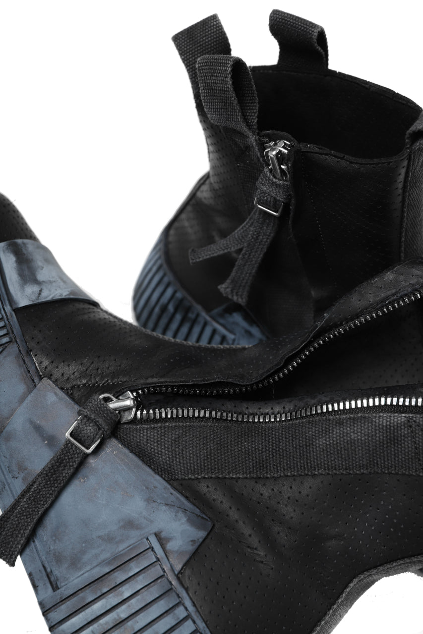 画像をギャラリービューアに読み込む, BORIS BIDJAN SABERI COW LEATHER SIDE ZIP HIGH SNEAKER / OBJECT DYED & HAND TREATED "BAMBA3.1-PUNCHING" (BLACK)