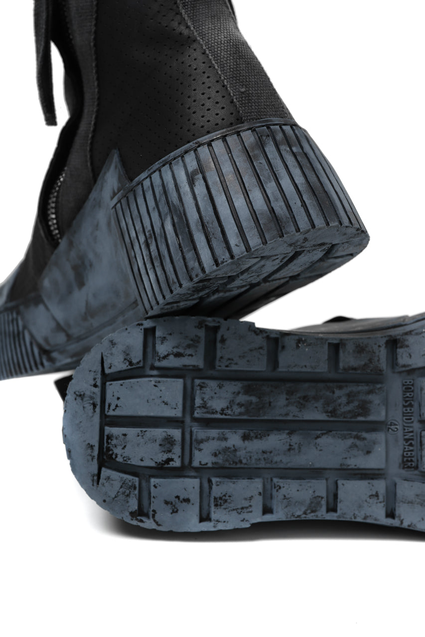 画像をギャラリービューアに読み込む, BORIS BIDJAN SABERI COW LEATHER SIDE ZIP HIGH SNEAKER / OBJECT DYED & HAND TREATED "BAMBA3.1-PUNCHING" (BLACK)