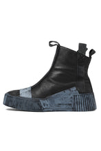 画像をギャラリービューアに読み込む, BORIS BIDJAN SABERI COW LEATHER SIDE ZIP HIGH SNEAKER / OBJECT DYED & HAND TREATED "BAMBA3.1-PUNCHING" (BLACK)