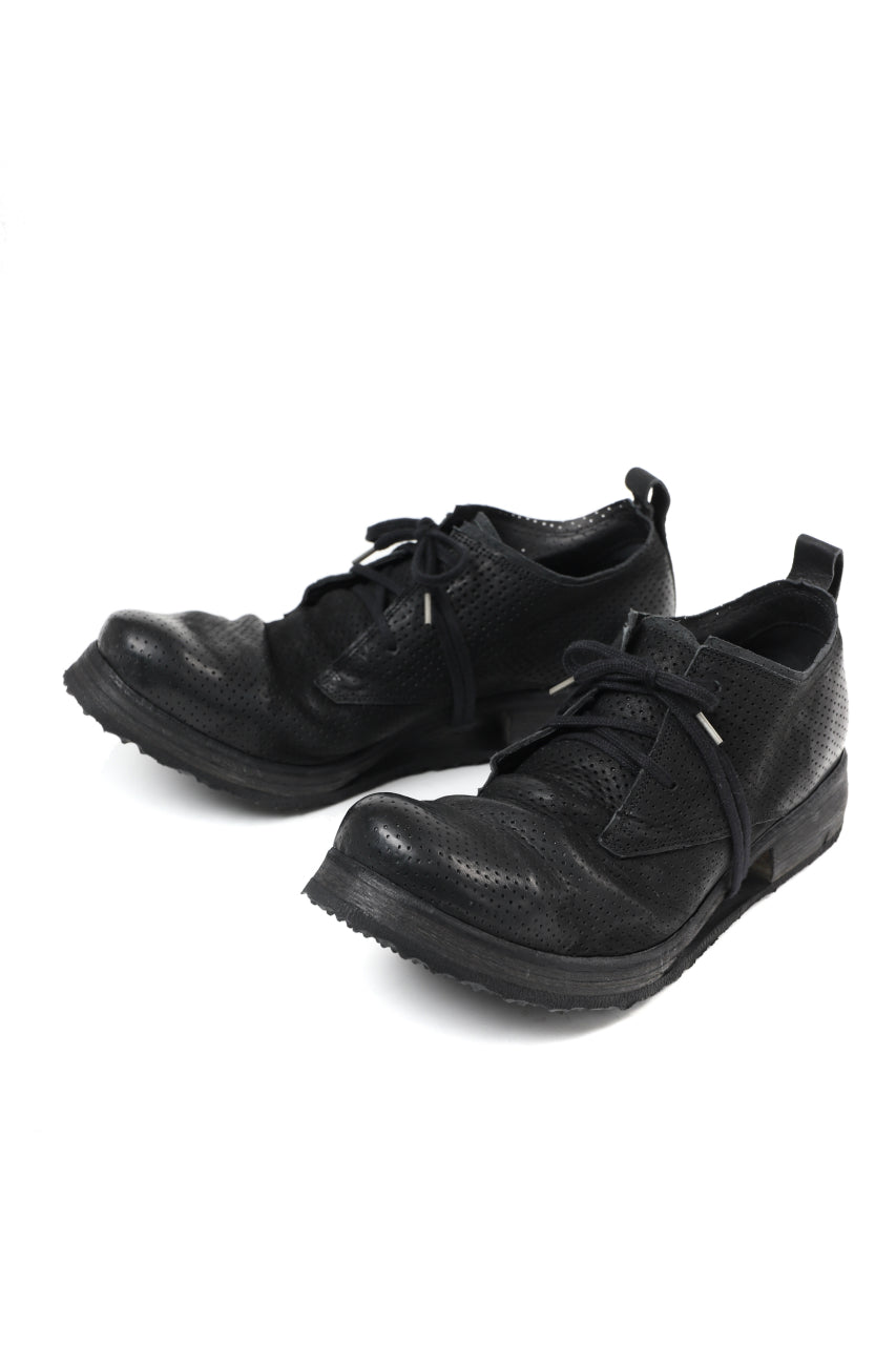 画像をギャラリービューアに読み込む, BORIS BIDJAN SABERI HORSE PUNCHING LEATHER DERBY SHOES / WASHED & HAND-TREATED "SHOE1-SIN" (BLACK)