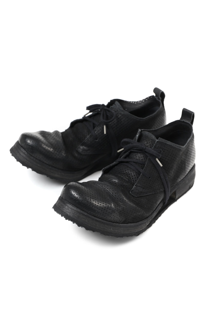 画像をギャラリービューアに読み込む, BORIS BIDJAN SABERI HORSE PUNCHING LEATHER DERBY SHOES / WASHED & HAND-TREATED "SHOE1-SIN" (BLACK)