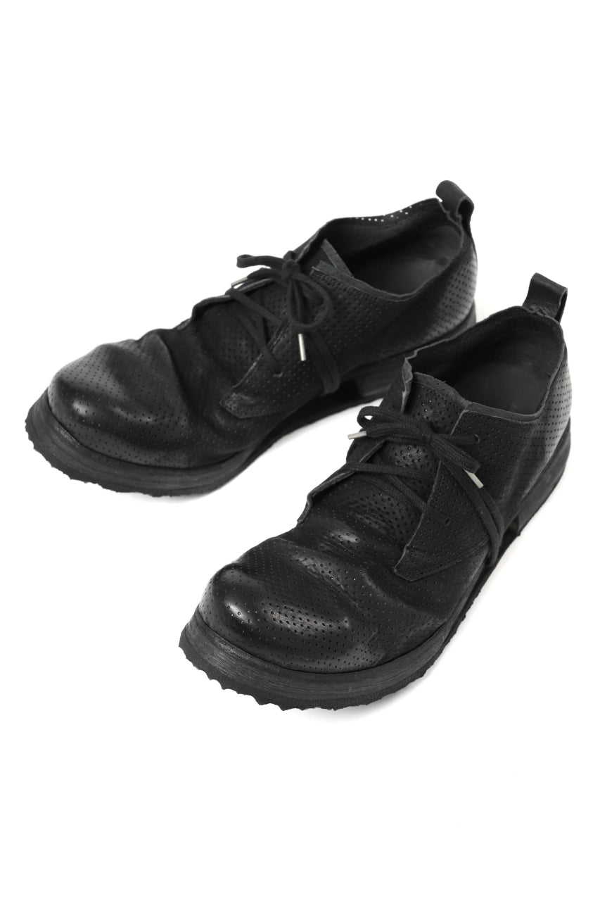 画像をギャラリービューアに読み込む, BORIS BIDJAN SABERI HORSE PUNCHING LEATHER DERBY SHOES / WASHED & HAND-TREATED "SHOE1-SIN" (BLACK)
