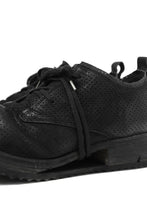 画像をギャラリービューアに読み込む, BORIS BIDJAN SABERI HORSE PUNCHING LEATHER DERBY SHOES / WASHED & HAND-TREATED "SHOE1-SIN" (BLACK)