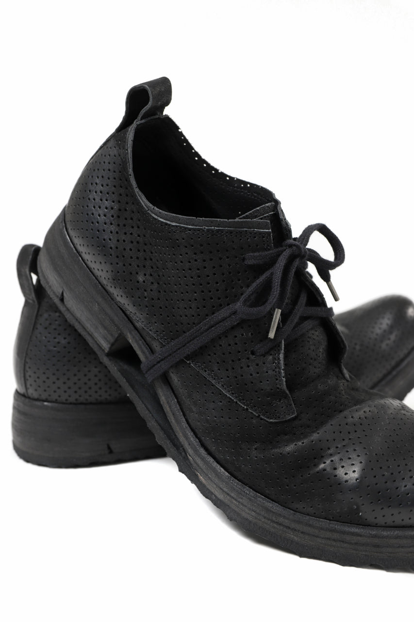 画像をギャラリービューアに読み込む, BORIS BIDJAN SABERI HORSE PUNCHING LEATHER DERBY SHOES / WASHED & HAND-TREATED "SHOE1-SIN" (BLACK)