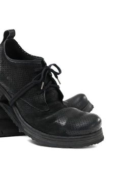 画像をギャラリービューアに読み込む, BORIS BIDJAN SABERI HORSE PUNCHING LEATHER DERBY SHOES / WASHED & HAND-TREATED "SHOE1-SIN" (BLACK)