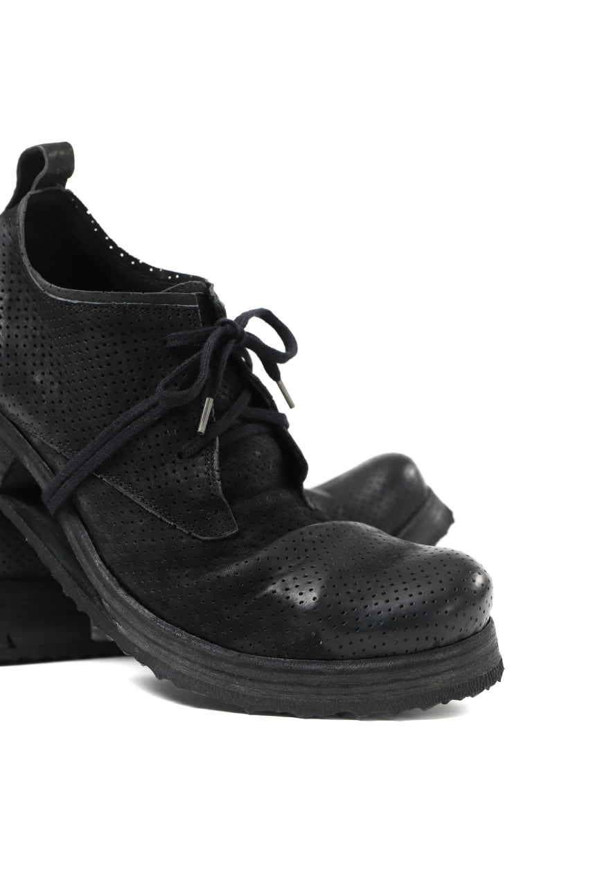 画像をギャラリービューアに読み込む, BORIS BIDJAN SABERI HORSE PUNCHING LEATHER DERBY SHOES / WASHED & HAND-TREATED "SHOE1-SIN" (BLACK)