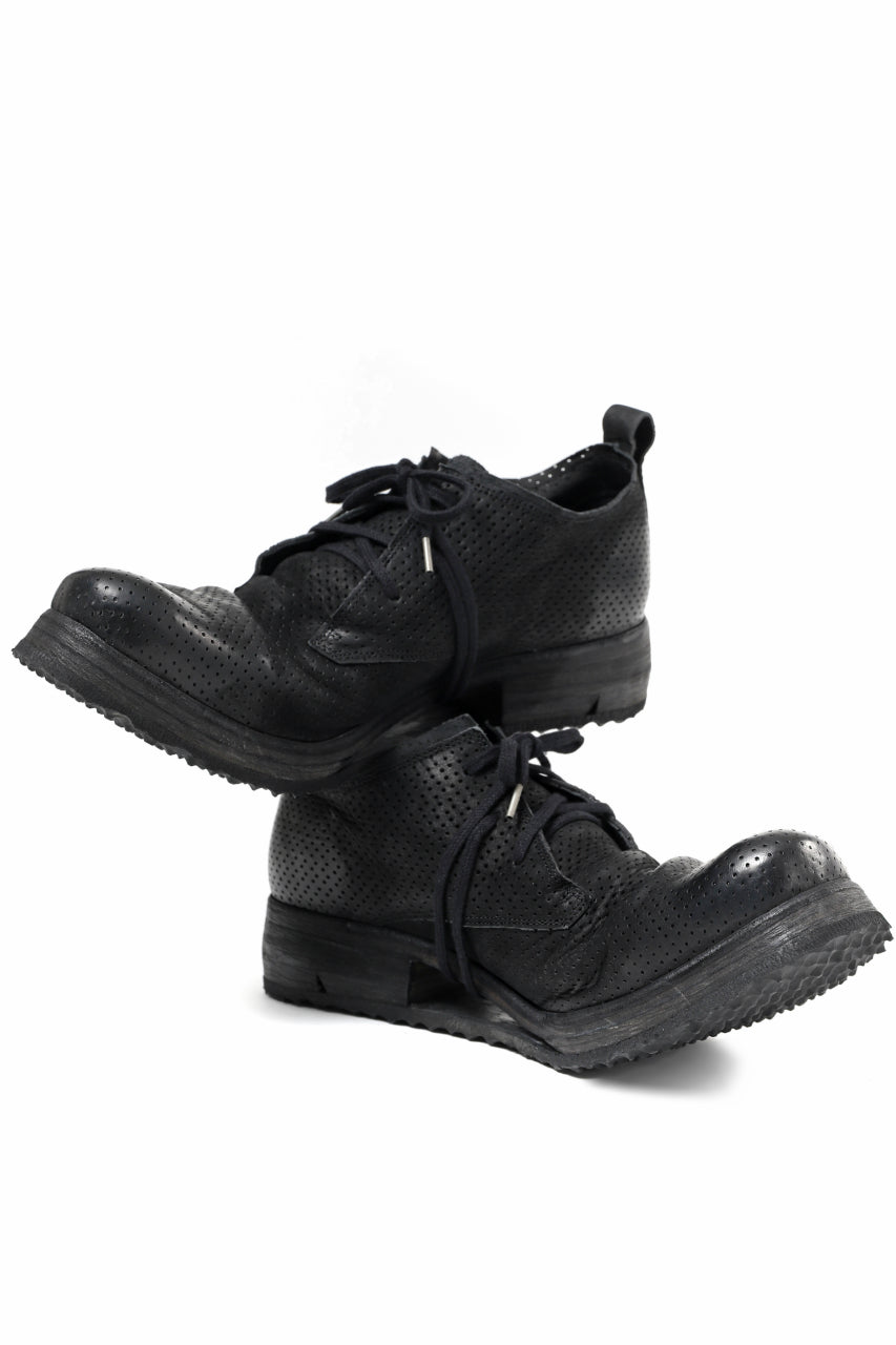 画像をギャラリービューアに読み込む, BORIS BIDJAN SABERI HORSE PUNCHING LEATHER DERBY SHOES / WASHED & HAND-TREATED "SHOE1-SIN" (BLACK)