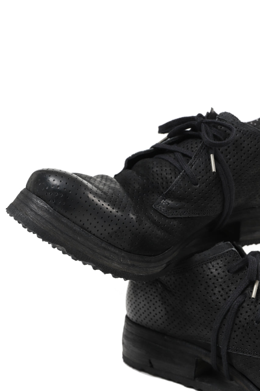 画像をギャラリービューアに読み込む, BORIS BIDJAN SABERI HORSE PUNCHING LEATHER DERBY SHOES / WASHED & HAND-TREATED "SHOE1-SIN" (BLACK)