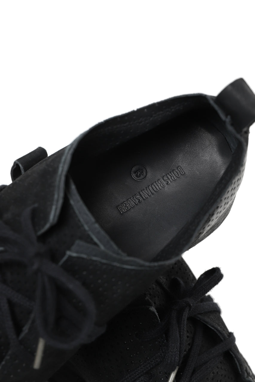 画像をギャラリービューアに読み込む, BORIS BIDJAN SABERI HORSE PUNCHING LEATHER DERBY SHOES / WASHED & HAND-TREATED "SHOE1-SIN" (BLACK)