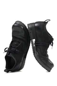 画像をギャラリービューアに読み込む, BORIS BIDJAN SABERI HORSE PUNCHING LEATHER DERBY SHOES / WASHED & HAND-TREATED "SHOE1-SIN" (BLACK)