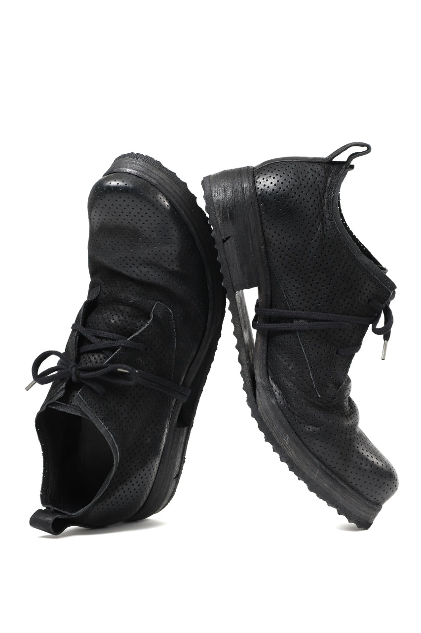 画像をギャラリービューアに読み込む, BORIS BIDJAN SABERI HORSE PUNCHING LEATHER DERBY SHOES / WASHED & HAND-TREATED "SHOE1-SIN" (BLACK)
