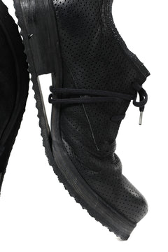 画像をギャラリービューアに読み込む, BORIS BIDJAN SABERI HORSE PUNCHING LEATHER DERBY SHOES / WASHED & HAND-TREATED "SHOE1-SIN" (BLACK)