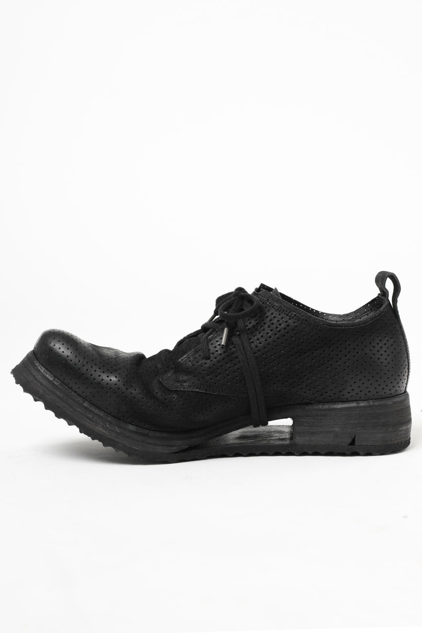 画像をギャラリービューアに読み込む, BORIS BIDJAN SABERI HORSE PUNCHING LEATHER DERBY SHOES / WASHED & HAND-TREATED "SHOE1-SIN" (BLACK)