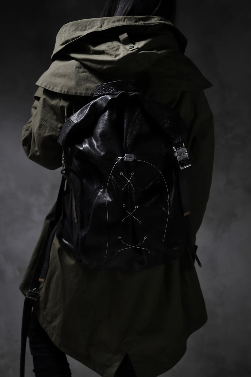Load image into Gallery viewer, ierib roll top ruck sack / Oiled Horse Leather (BLACK)