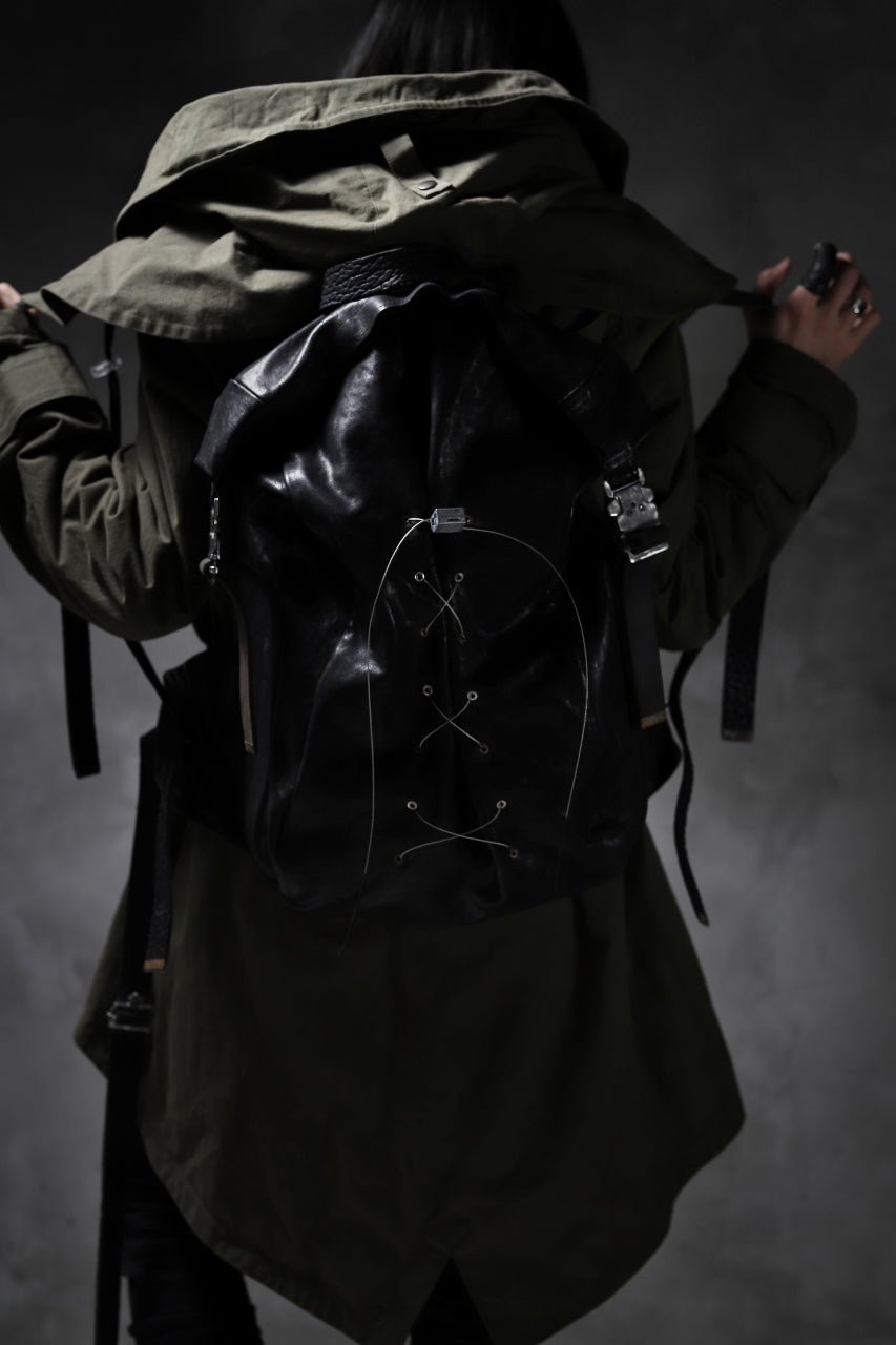 Load image into Gallery viewer, ierib roll top ruck sack / Oiled Horse Leather (BLACK)