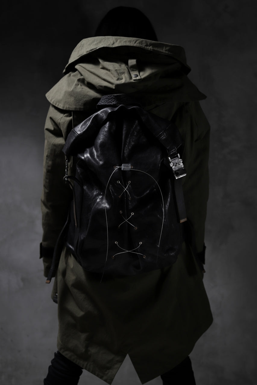 Load image into Gallery viewer, ierib roll top ruck sack / Oiled Horse Leather (BLACK)
