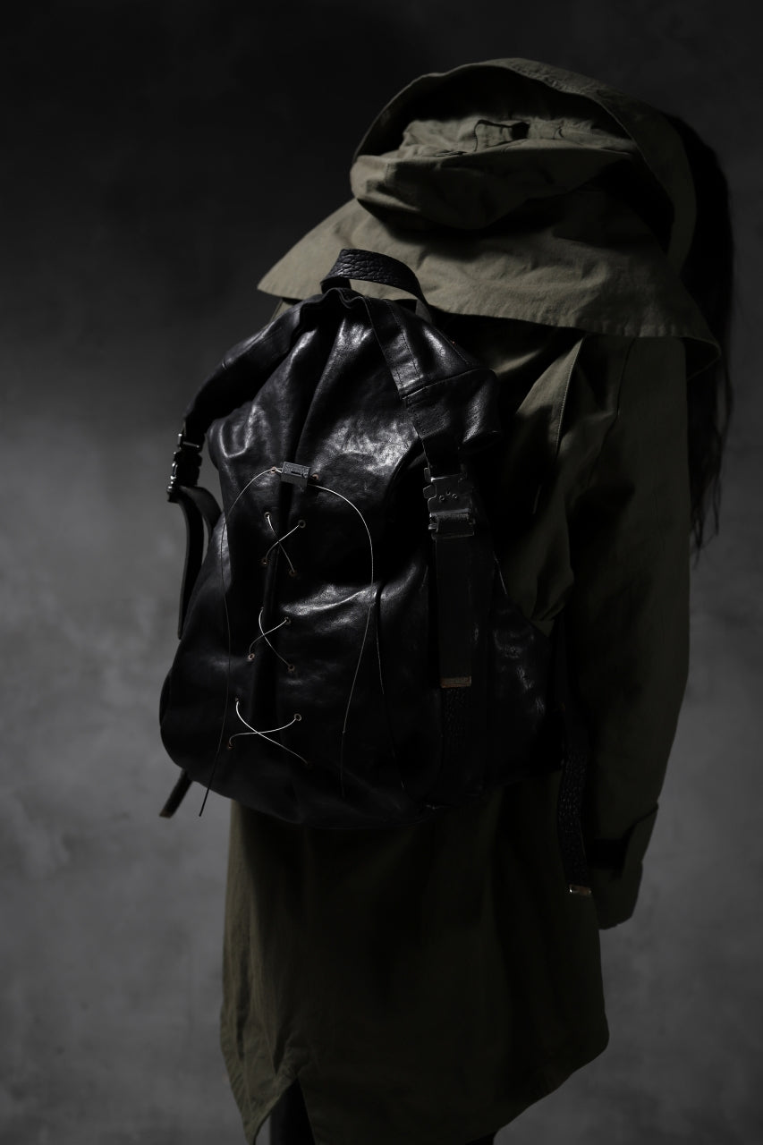Load image into Gallery viewer, ierib roll top ruck sack / Oiled Horse Leather (BLACK)