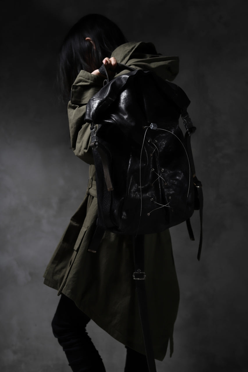Load image into Gallery viewer, ierib roll top ruck sack / Oiled Horse Leather (BLACK)