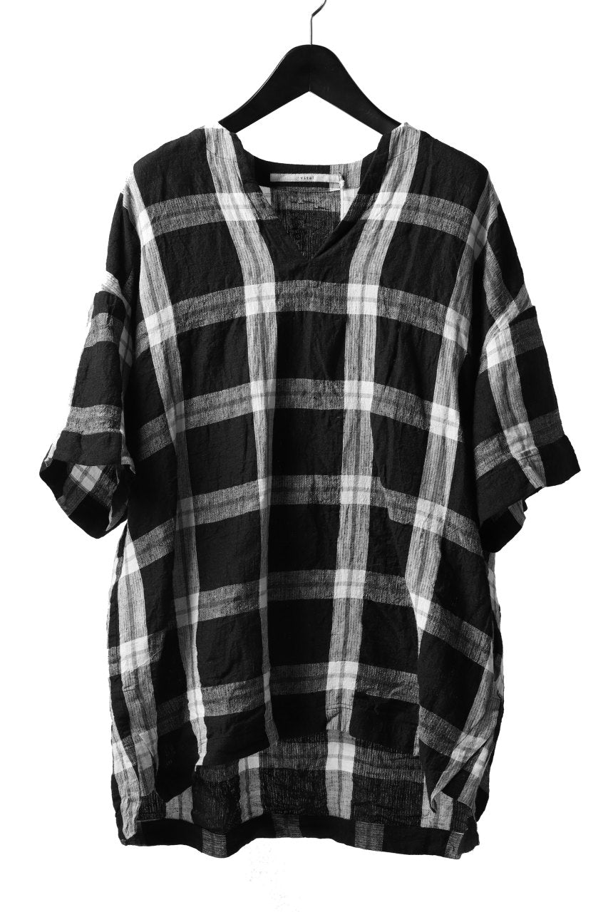 画像をギャラリービューアに読み込む, _vital exclusive minimal tunica tops / linen-plaid (BLACK x WHITE)