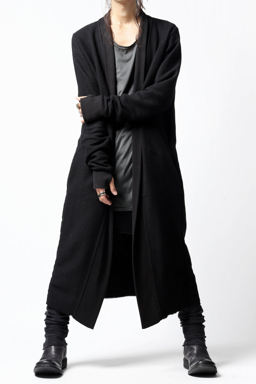 画像をギャラリービューアに読み込む, thomkrom LONG CARDIGAN JACKET / HEAVY WAFFLE JERSEY (BLACK)
