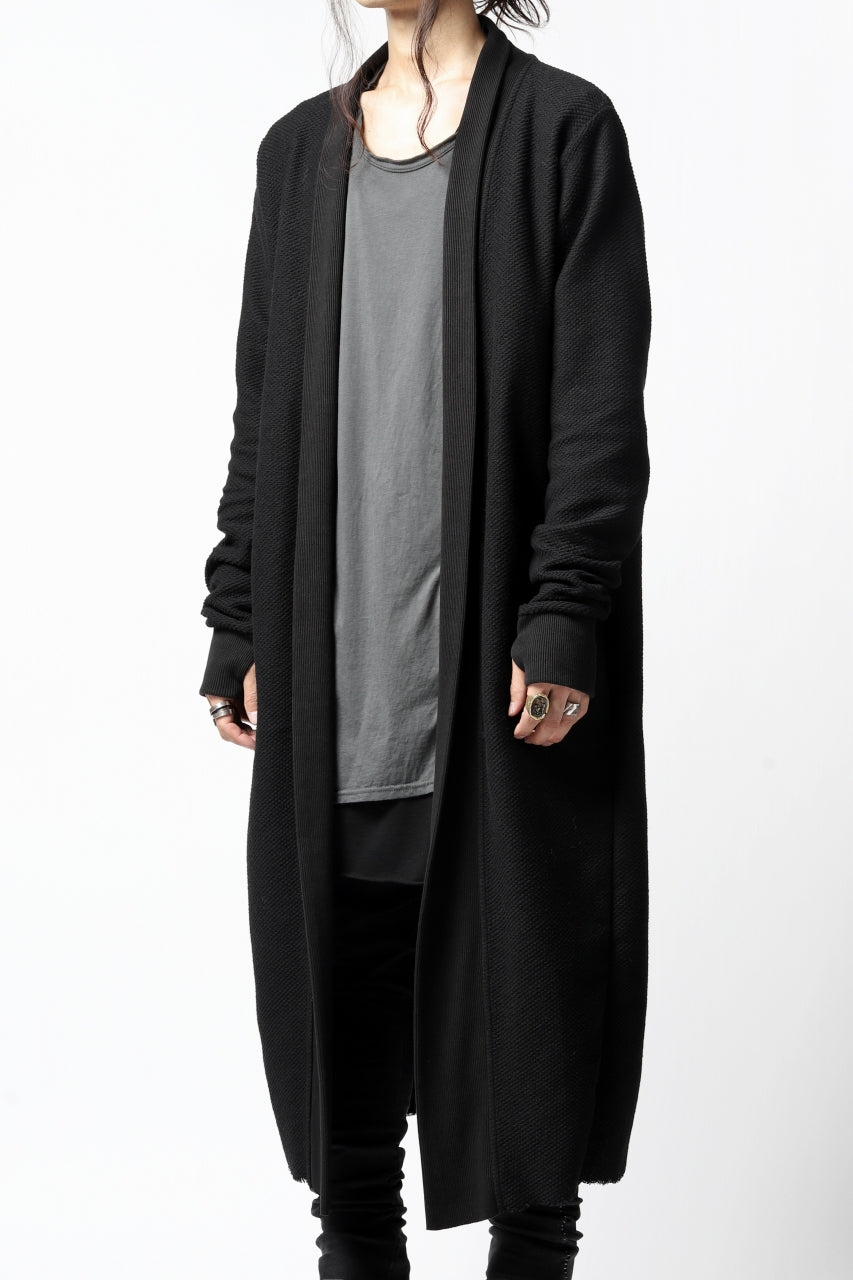 画像をギャラリービューアに読み込む, thomkrom LONG CARDIGAN JACKET / HEAVY WAFFLE JERSEY (BLACK)