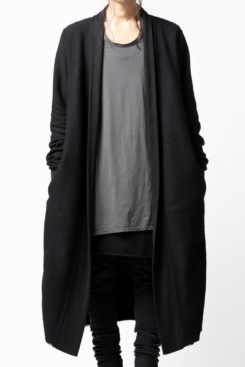 画像をギャラリービューアに読み込む, thomkrom LONG CARDIGAN JACKET / HEAVY WAFFLE JERSEY (BLACK)