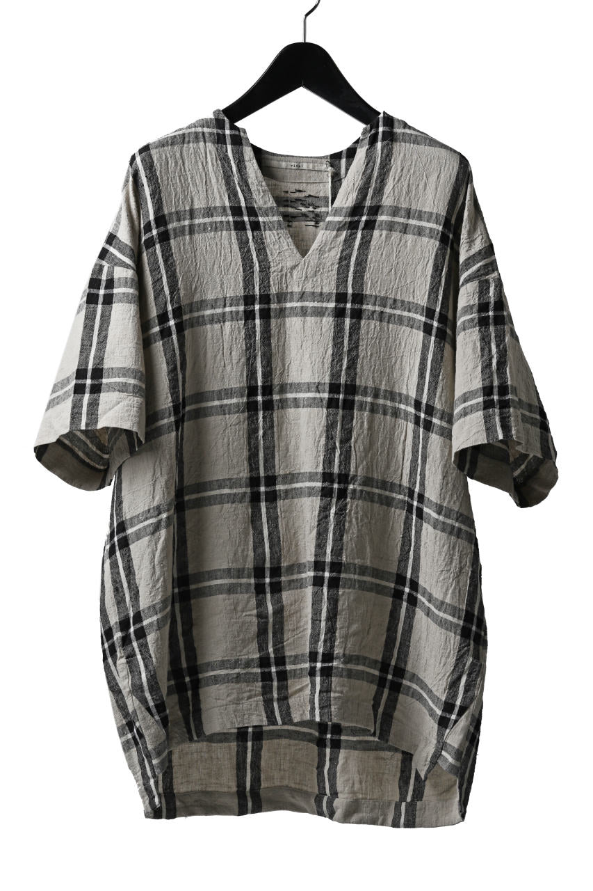画像をギャラリービューアに読み込む, _vital exclusive minimal tunica tops / linen-plaid (BLACK x BEIGE)