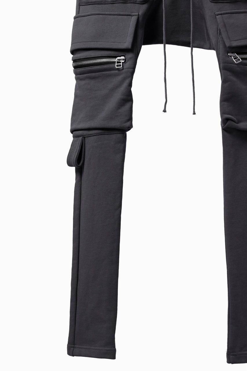 画像をギャラリービューアに読み込む, A.F ARTEFACT FLAP ZIP SARROUEL SKINNY PANTS / COTTON SWEAT (GREY)