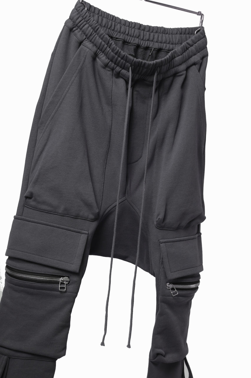 画像をギャラリービューアに読み込む, A.F ARTEFACT FLAP ZIP SARROUEL SKINNY PANTS / COTTON SWEAT (GREY)