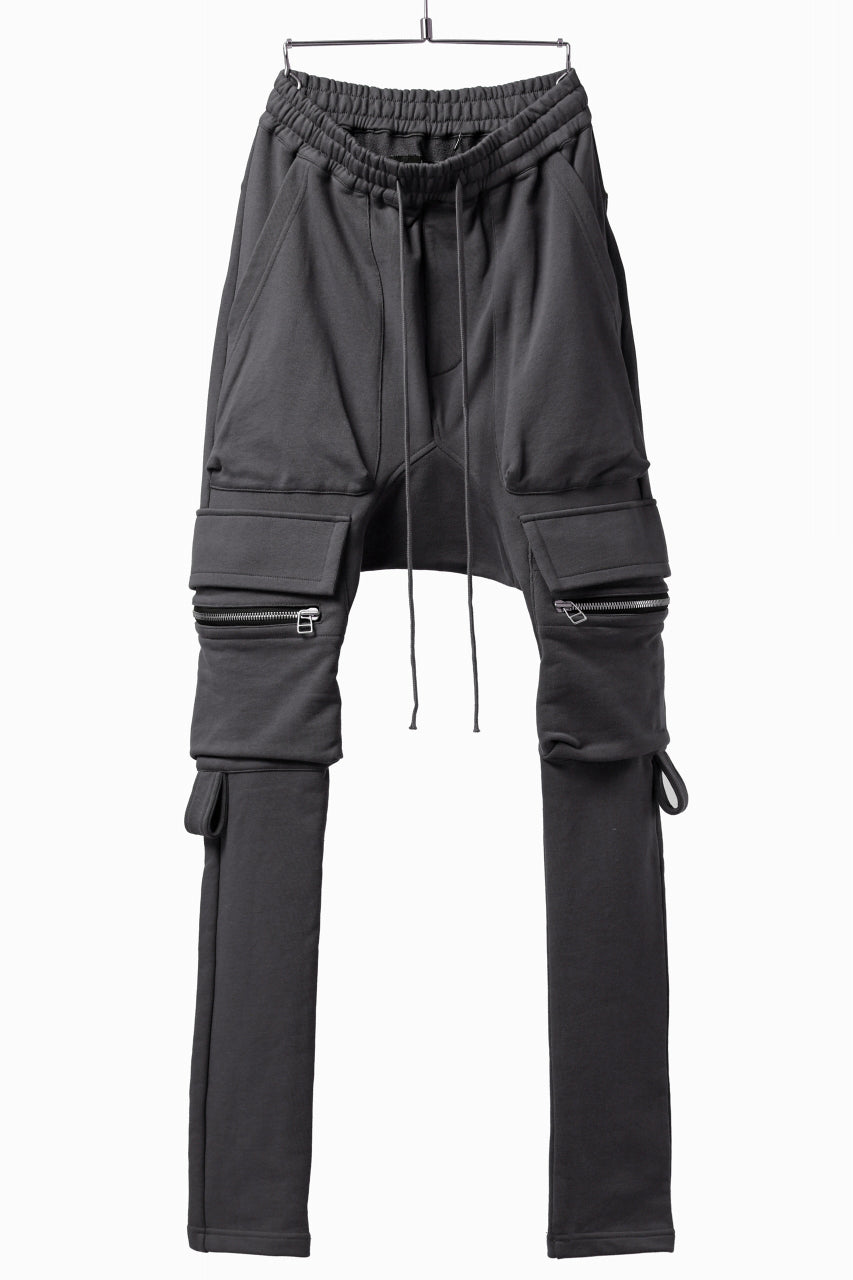 画像をギャラリービューアに読み込む, A.F ARTEFACT FLAP ZIP SARROUEL SKINNY PANTS / COTTON SWEAT (GREY)